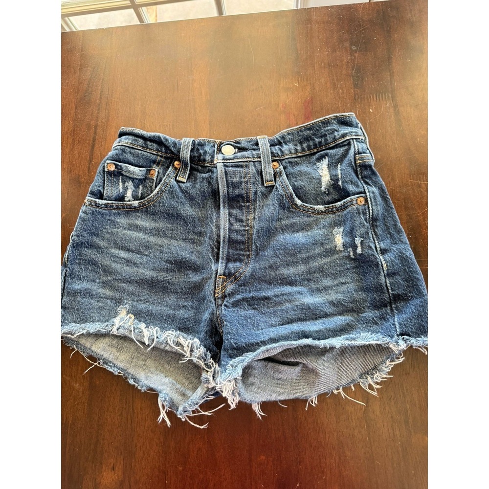 Levis Denim Jean 501 Cutoff‎ Booty Shorts Women Summer Festival Hippie Boho 26